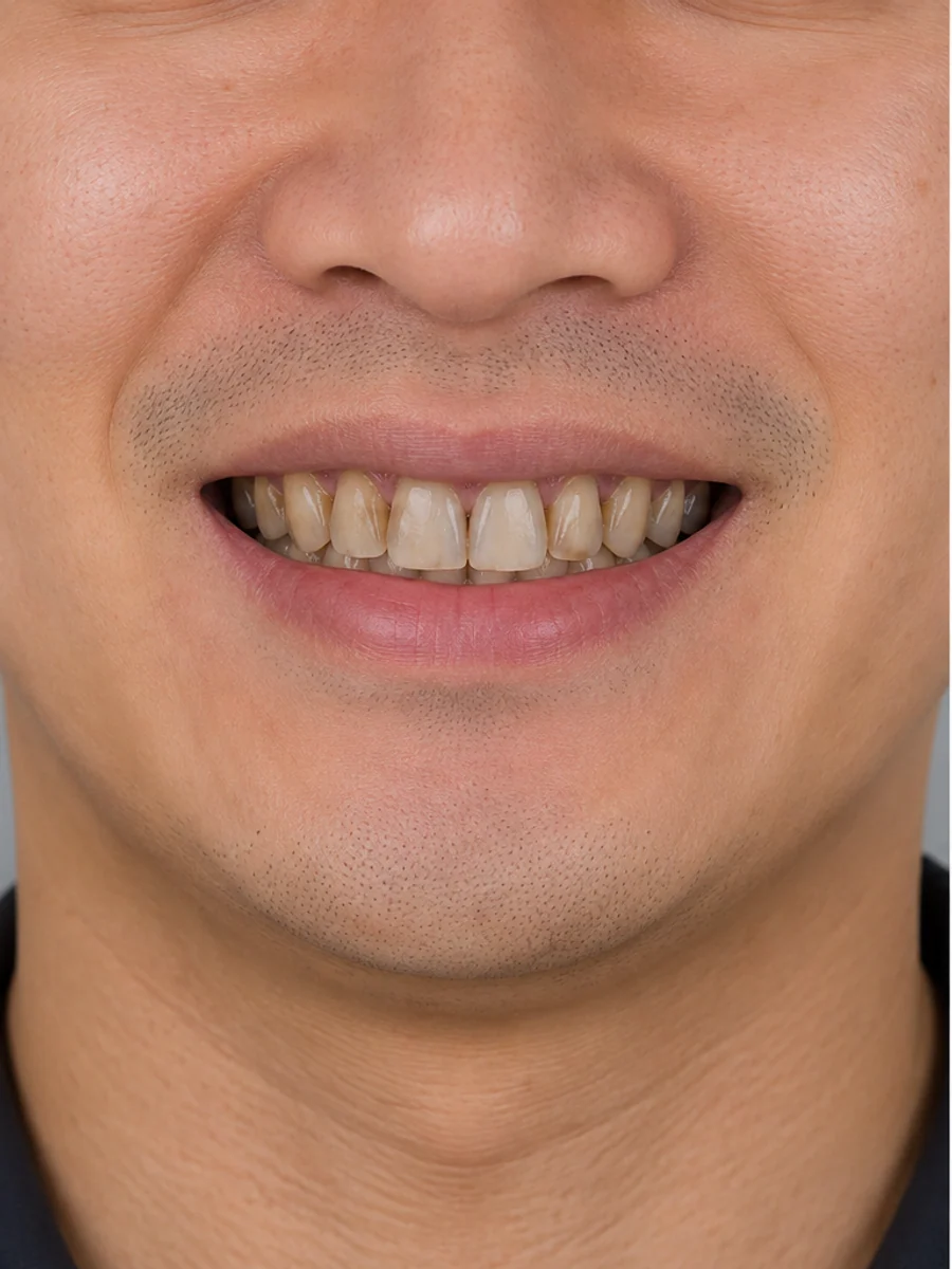 Trước điều trị — Bọc răng sứ Cercon HT (8 răng)